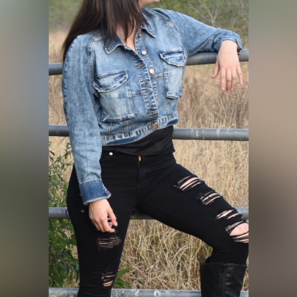 ella moss, blue jean jacket, size large - Picture 4 of 4